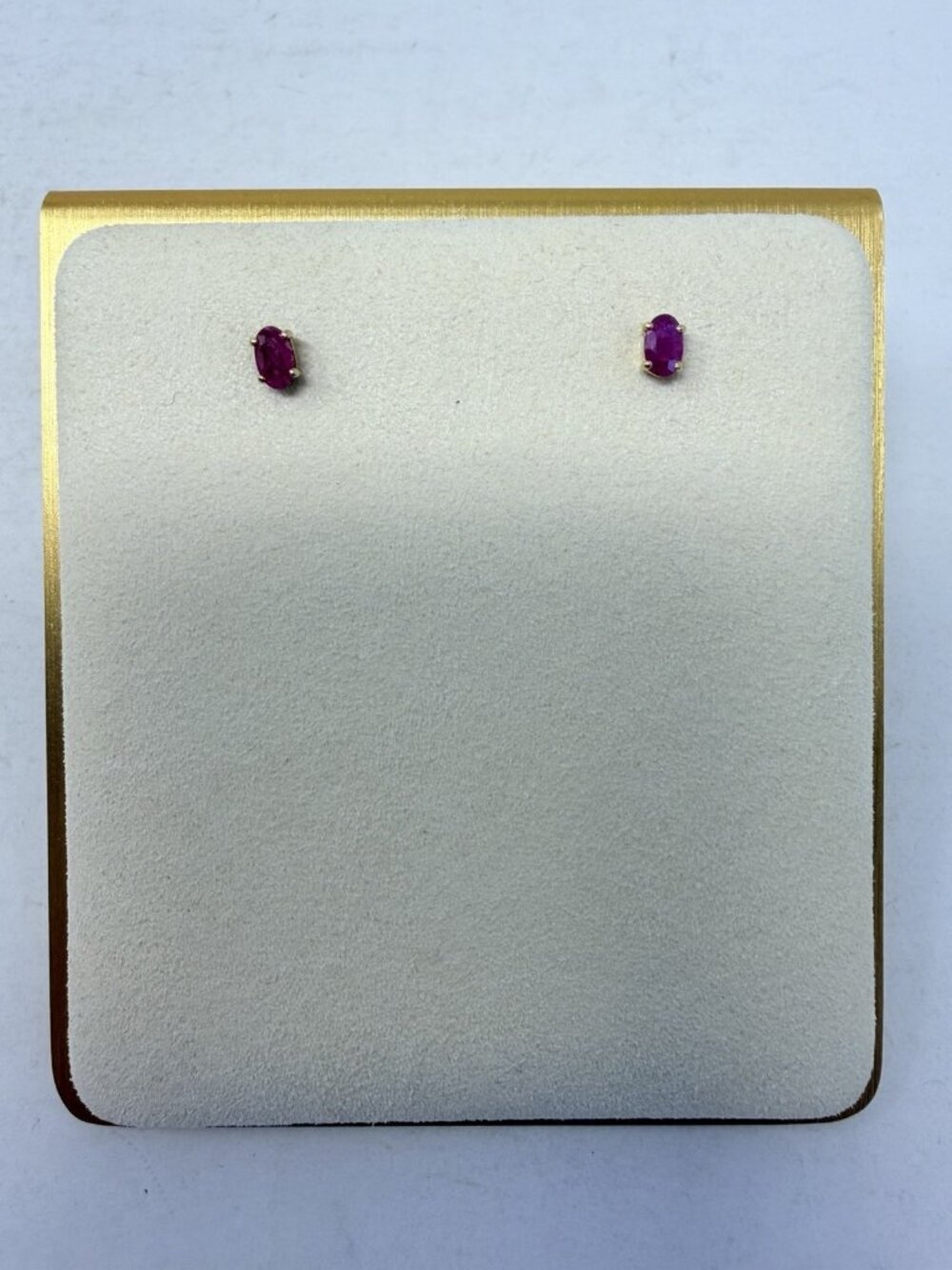 Shop LC 14K Yellow Gold Burmese Ruby Oval Stud Earrings TGW 0.46 cts. 5569